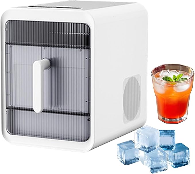 Clear Ice Maker, Makes 12 Ice Cubes in 10 Mins, Portable Self-Cleaning Countertop Ice Maker, Suitable for Whiskey, Vodka, Cocktails, Beer, Juice, Drinks and More