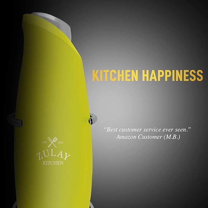 Zulay Kitchen Premium One-Touch Milk Frother for Coffee - Easy-Use Frother Handheld Foam Maker - Electric Whisk Drink Mixer for Cappuccino, Frappe, Matcha and Hot Chocolate (Lime Green)