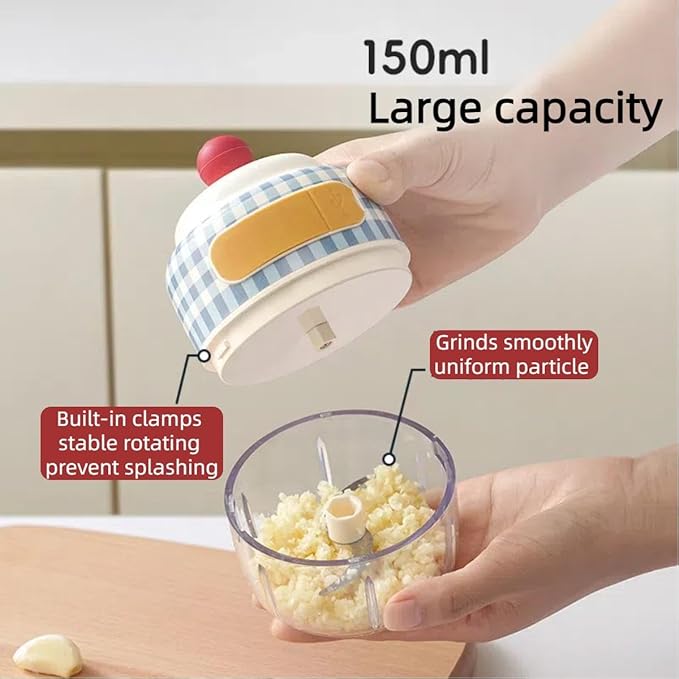 Velytycheon150ML Electric Garlic Chopper, Cordless Mini Chopper for Garlic Onion Ginger, USB Rechargeable Portable Vegetable Blender for Kitchen Cooking, Baby Food, Meat, Chili, Fruit (Pink)