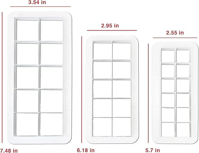 3Pcs White Square Cookie Cutter Set, Geometric Multicutter Square Cake Fondant, Cookie Biscuit Cutters Cake Decorating,Cookie Cutters Baking Tools and Accessories(3 Size）