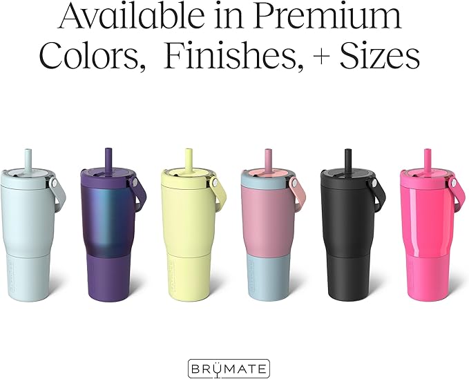 BrüMate Resa 25oz 100% Leakproof Travel Tumbler with Handle & Straw | Flexible SoftSip Straw | Silicone Sleeve for Durability | Stainless Steel | Cup Holder & Travel Friendly Water Bottle | (Guava)