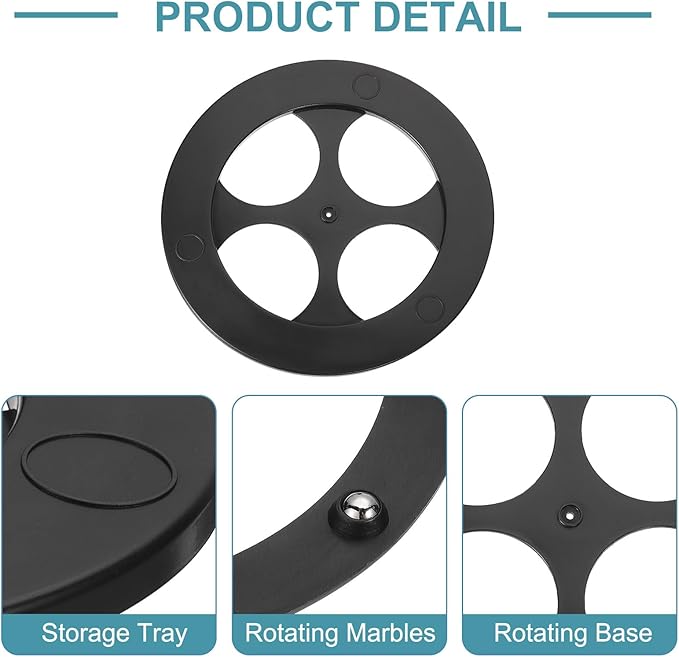 uxcell 4 Pcs Lazy Susan, 11 Inch Turntable Organizer 360 Degree Rotating Ball Bearing Turntable Organizer with Base for Kitchen Cabinet Pantry Organization and Storage, Black