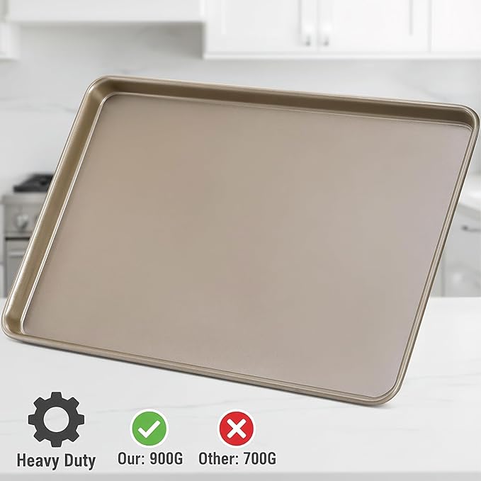 Nicunom Set of 2 Sheet Cake Pan, 11.8" x 17.5" Cookie Sheet, Nonstick Baking Sheet Pans Bakeware Toaster Oven Baking Trays Set, Perfect Cookie Sheet for Baking and Roasting, Commercial Or Home Use