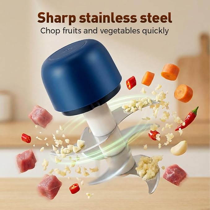 2026 New Electric Garlic Chopper,Vegetable Food Chopper,Mini Food Processor,Portable Rechargeable Cordless Chopper for Onion,Chili,Ginger,Nuts,Meat & Fruits 350ml (White)