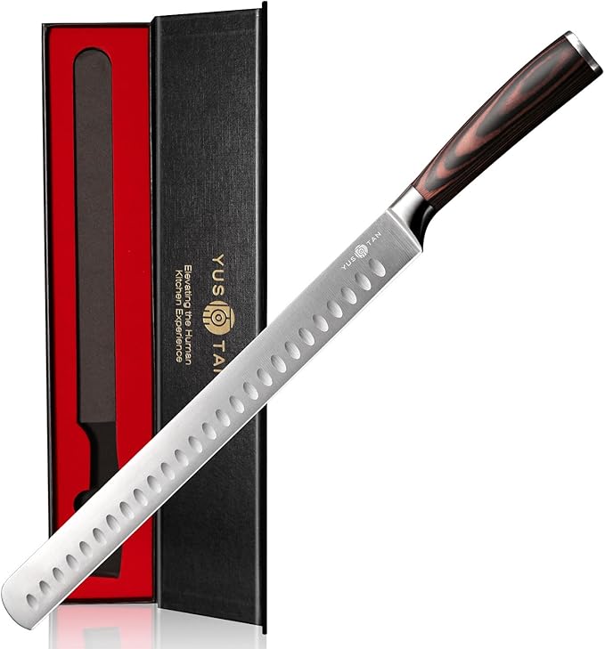 Turkey Carving Knife, 12 Inch High Carbon Stainless Steel Super Sharp BBQ Knife With Ergonomic Solid Wood Handle, Perfect For Thanksgiving And Christmas