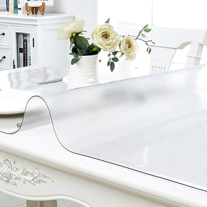 NECAUX Custom 40 x 115 Inch Frosted Table Cover Protector, 1.5mm Thick Wood Grain Transparent Table Pad Non-Slip Tablecloth Plastic Protective Pad for Dining Room Table Conference Table Meeting Table