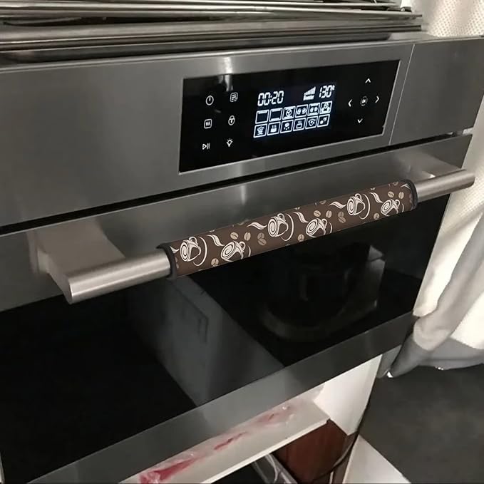 Refrigerator Door Handle Covers Set of 6, Antiskid Protector for Fridge Oven Dishwasher Keep Your Kitchen Appliance Clean from Smudges, Food Stains, Coffee Beans Brown