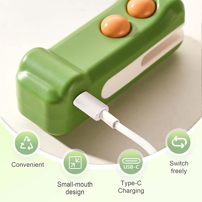 2-in-1 Mini Bag Sealer and Cutter, Rechargeable Handheld Food Storage Sealer with Magnet, Portable Crocodile Design for Chips and Snacks, Kitchen Storage Solution (Purple)