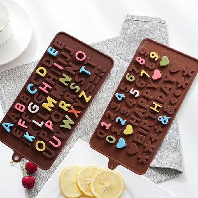 2 pcs Number Chocolate Molds and Letter Silicone Molds, kitchen utensils, cake cookies, ice cubes, chocolate resin candy making products