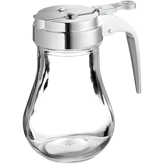 OCS Parts Syrup Dispenser with Lid and Dispensing Thumb Lever | Commercial Grade Liquid Dispensers for Home and Commercial Kitchens