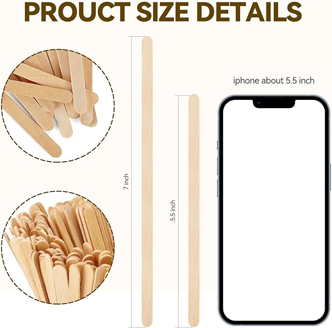 500 Count Bamboo Coffee Stirrer - Disposable 5.5 inches Long Wooden Stir Sticks for Coffee and Cocktails - Smooth, Splinter-Free Beverage Mixers - Ideal for Cafe, Bars and Drink Stations