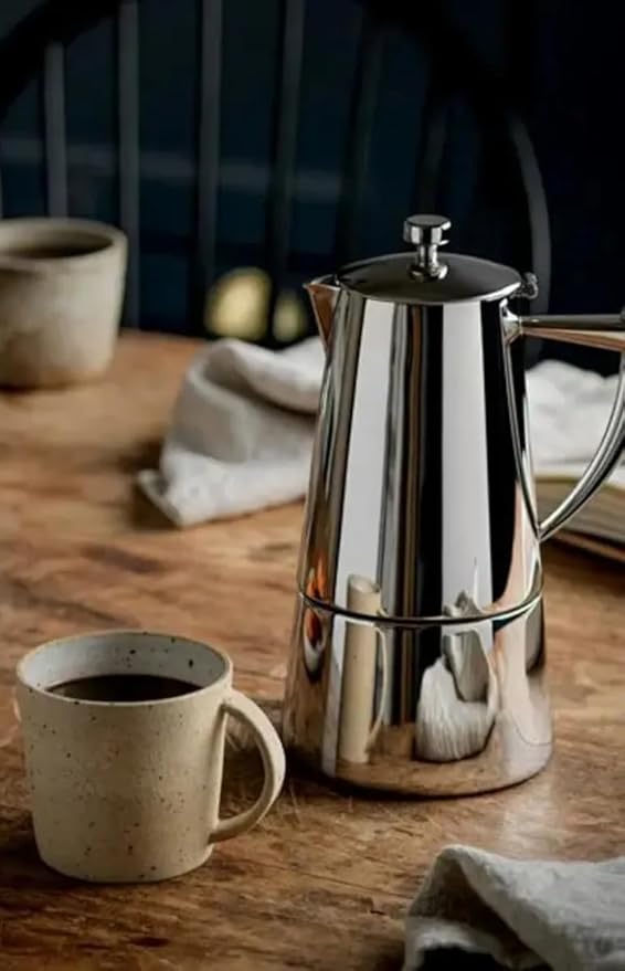 Cuisinox Roma Stovetop Espresso Maker COF-10R, Stainless Steel Coffee Percolator Stovetop, Heat-Resistant & Non-Reactive, 10-Cup Italian Espresso Maker Easy to Clean, Durable Stove Top Percolator