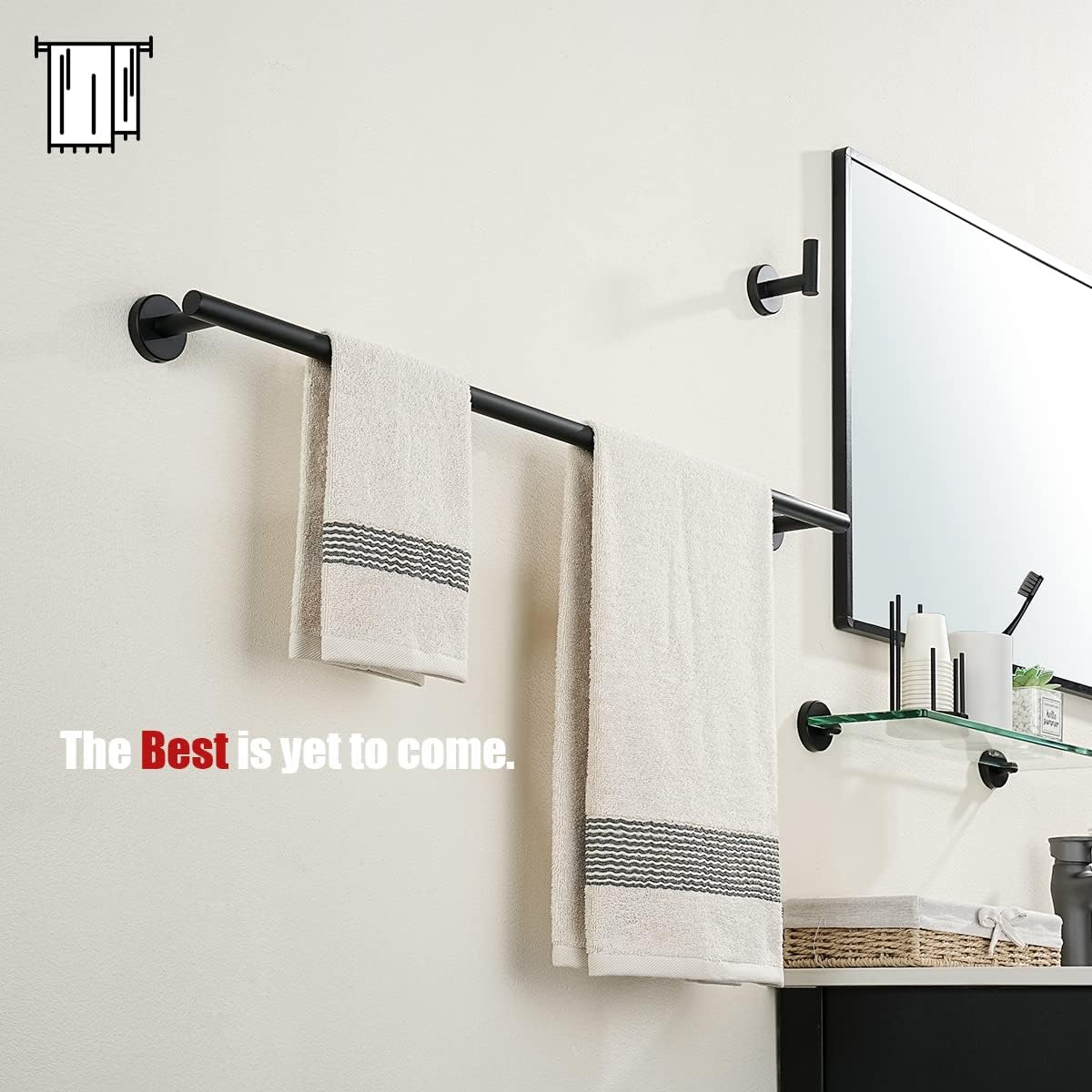 JQK Black Bath Towel Bar, 33 Inch 304 Stainless Steel Thicken 0.8mm Towel Rack Bathroom, Towel Holder Matte Black Wall Mount, Useable Length 30 Inch 2 Pack, TB110L30-PB-P2