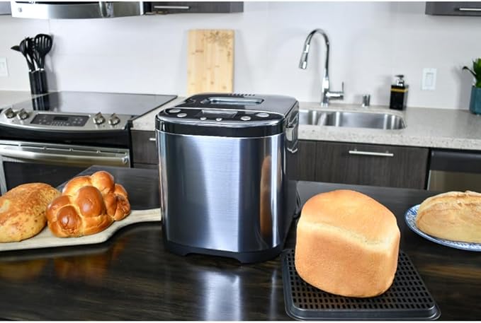 CULINARY CHEF Bread Maker Machine with Nonstick Bowl, Bread Hook, Measuring Cup & Spoon. 15-in-1, Gluten-Free Bread, Cake& Yogurt, 3 Crust Colour options and more.t3 Loaf Sizes. 2LB XL-Stainless Steel