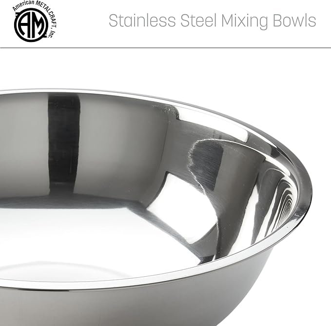 American METALCRAFT, Inc. American Metalcraft SSB500 Stainless Steel Mixing Bowl, 11.5" Diameter, Silver, 5-Quart