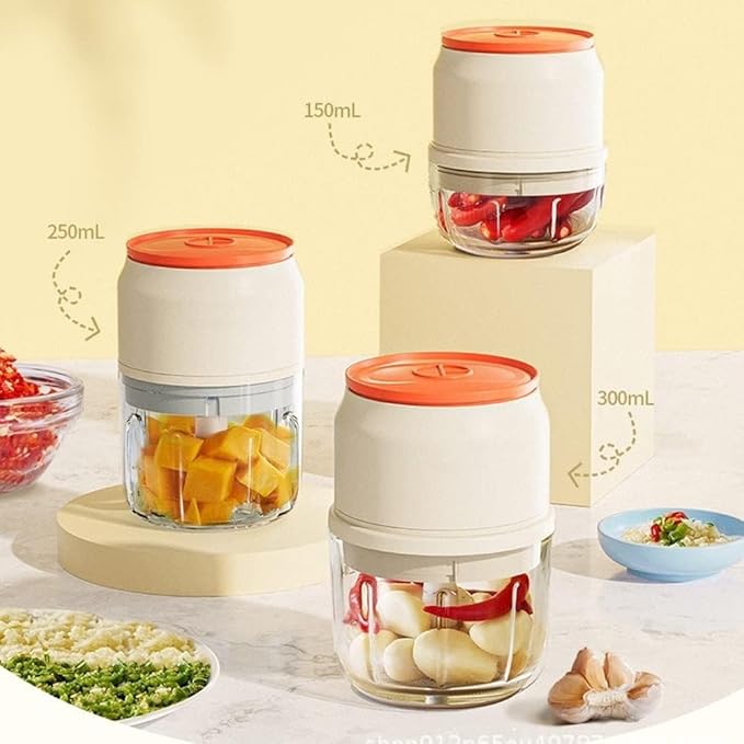 Mini Cordless Electric Mini Chopper, Portable Powerful Garlic Chopper, Onion Grinder, Masher, Crusher, Food Processor for Ginger, Chili, Veggie (Size : 250ml)