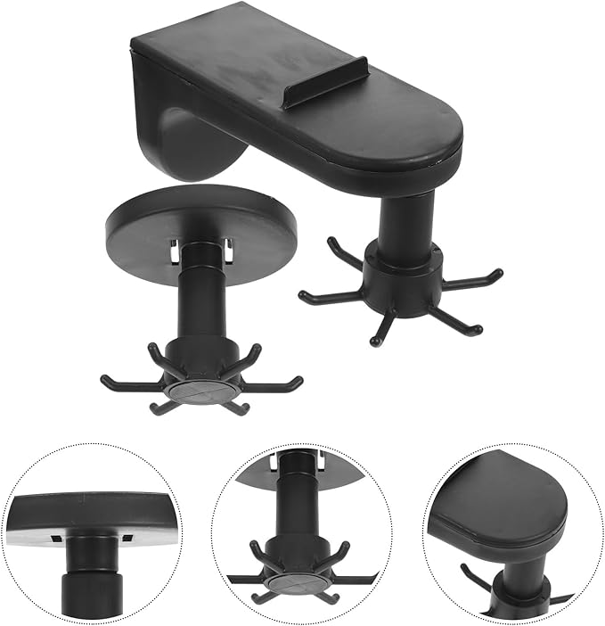 ARTIBETTER 2pcs Rotatable 6-Claw Adhesive Kitchen Utensil Hooks Wall-Mounted and Suction Cup Hangers Black Under Cabinet Hanging Storage