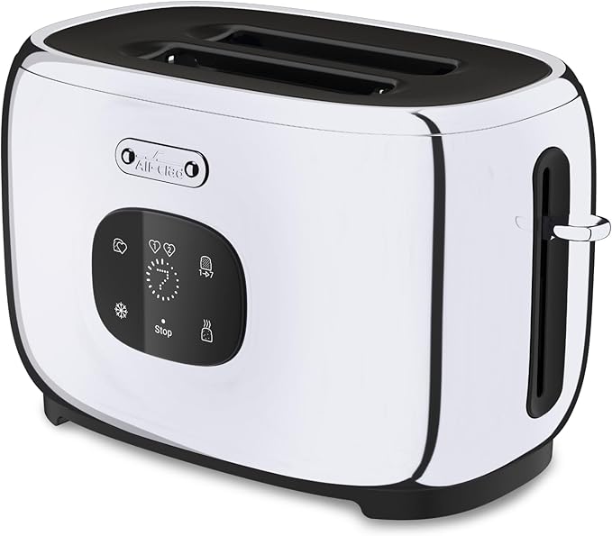 All-Clad Stainless Steel Toaster, 2 Slot, Removable Crumb Tray, 850 Watts, 7 Browning Levels, Intuitive Touchscreen, Extra High Lift, Silver