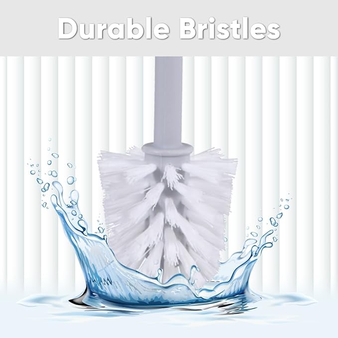 Superio Decorative Plastic Toilet Bowl Brush and Holder Set, Cleaner Scrubber for Bathroom (2, Smoke White)