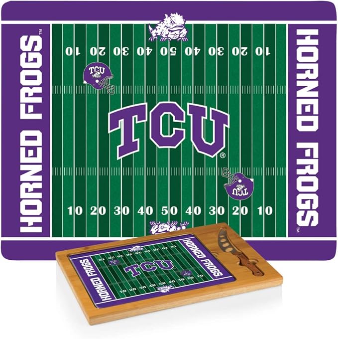 PICNIC TIME NCAA Icon Glass Top Cutting Board & Knife Set, Cheese Boards Charcuterie Boards, Serving Platter, (Parawood & Bamboo)