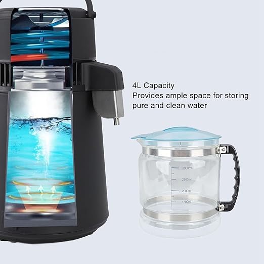 1 Gallon / 4L Glass Jar for Water Distiller, Distiller Water Container, Replacement Distilled Water Collection Bottle, Water Canteen Pot for Home, Beauty, Countertop Distiller