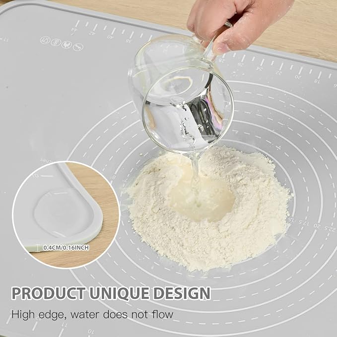 Silicone Pastry Mat 32"*24" Extra Thick Non Stick Baking Mat Food Grade Silicone Dough Rolling Mat with Edge Heightening Large