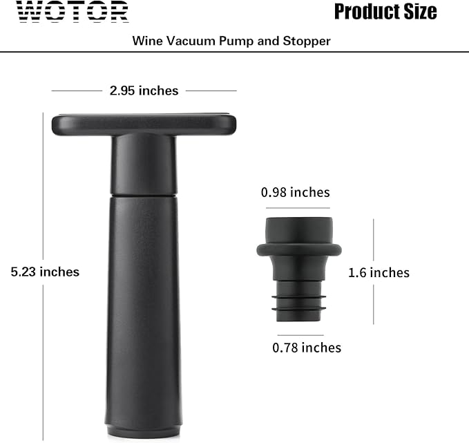 WOTOR Wine Saver Vacuum Pump with 20 Stoppers, Wine Stopper & Preserver, Reusable Bottle Sealer Keeps Fresh, Ideal Accessories Gift (Flat Handle) (Pack of 2)
