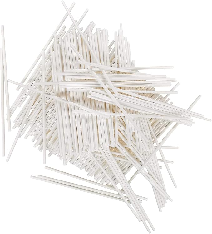 100 Count 5 INCH White Paper Lollipop Sticks,Cake Pop Sticks,Sucker Sticks for Cookies,Rainbow Candy,Chocolate,Cake Topper(Dia 4mm)