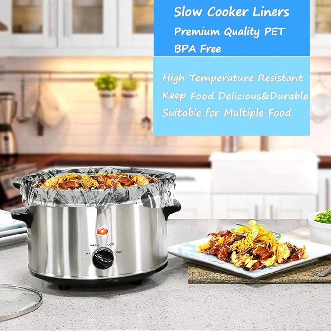 Slow Cooker Liners Small Size Pot Liners Disposable Cooking Bags Fit 1QT to 3QT Suitable for Slow Cooker and Oval & Round Pot (48)