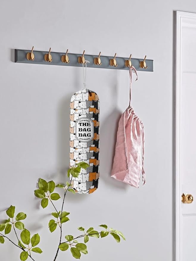 Grocery Bags Holder Organizer For Shopping Bags, Wall Mount Plastic Bags Storage Container Dispensers, Pet Lovers Home Kitchen Bags, The Bag Bag Grocery Bag Holder, Gifts For Women Cat Mom Dad (G-37)