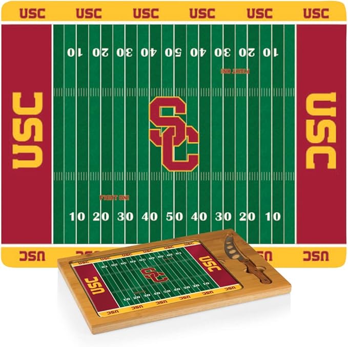 PICNIC TIME NCAA Icon Glass Top Cutting Board & Knife Set, Cheese Boards Charcuterie Boards, Serving Platter, (Parawood & Bamboo)
