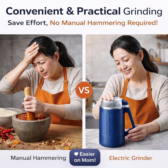 YZJSM Electric Coffee Grinder, 550ML Large Capacity Electric Blade Grinder with 8 Stainless Steel Blades, Multifunctional Grinder for Coffee Beans, Spices, Herbs, Grains & Baby Food﻿ (blue)