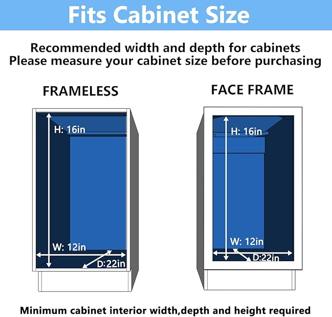 LOVMOR 2 Tier Individual Pull Out Cabinet Organizer 11½" W x 21½" D, Slide Out Kitchen Cabinet Storage Sliding Shelves