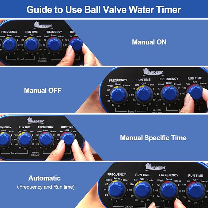 Dual Outlet Water Timer Irrigation Controller System, No Water Pressure Required