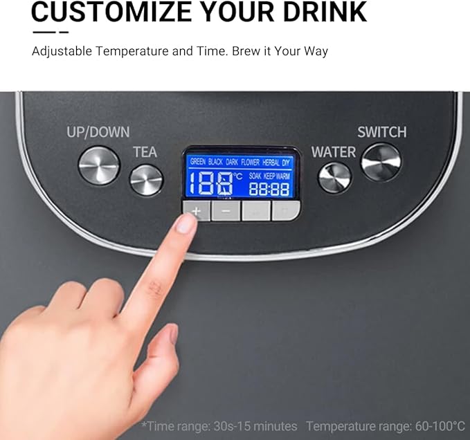 Joydeem Hot Tea Maker, Glass Electric Kettle with Auto Lift Tea Infuser and Temperature Control, 1.7L, JD-ZC6088G
