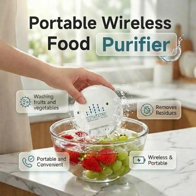 Fruit and Vegetable Washing Machine, Wireless Portable Food Cleaning Machine, Titanium Electrolysis Automatic Vegetable Cleaner for Home Kitchen (WHITE*3)