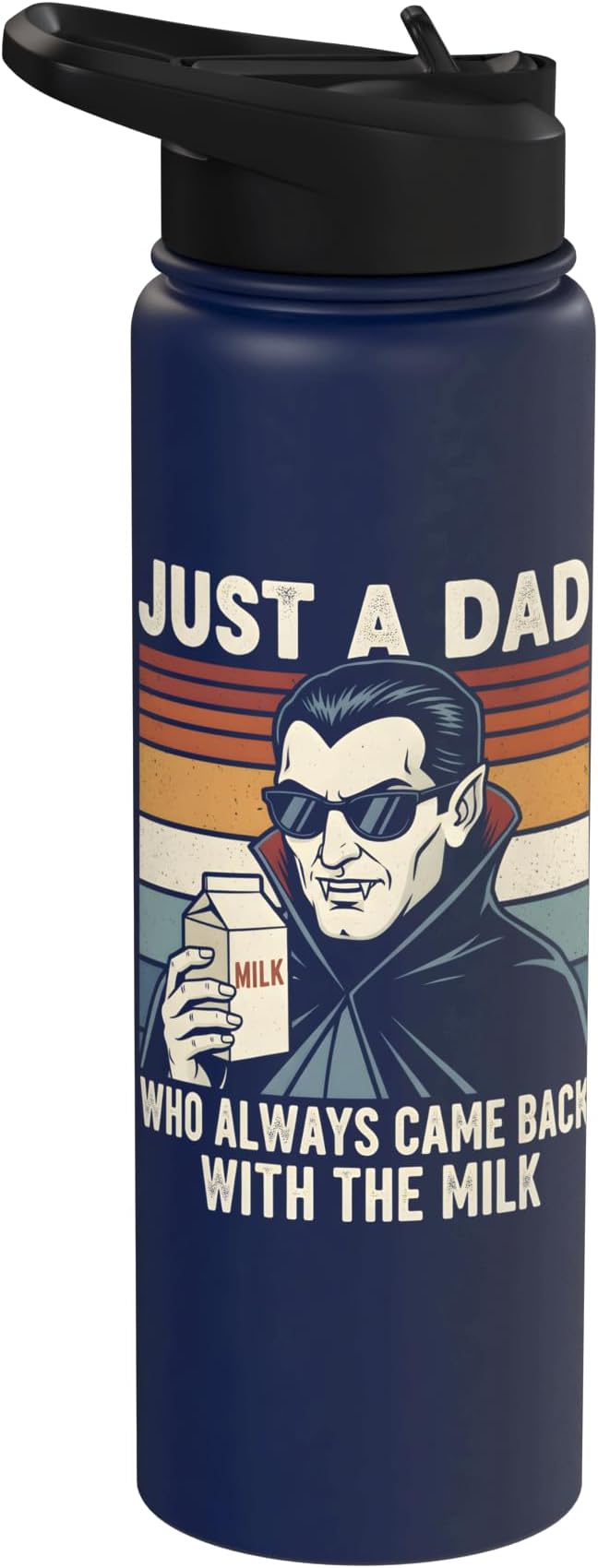 Vampire Dad Who Always Came Back With The Milk Retro Sunset Stainless Steel Insulated Water Bottle
