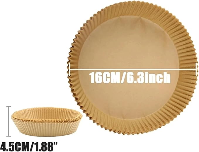 Large Air Fryer Disposable Paper Liners Nonstick 23cm Oven Airfryer Parchment Baking Paper ，Compatible For Ninja，Compatible For COSORI ，Grill Cooking Basket(16cm round,100 Pcs)