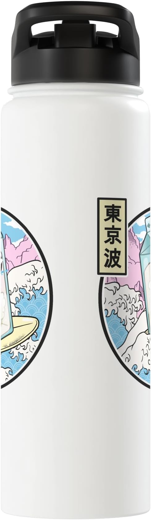 Surfing Milk Carton In Japanese Waves Vaporwave Kawaii Anime Stainless Steel Insulated Water Bottle