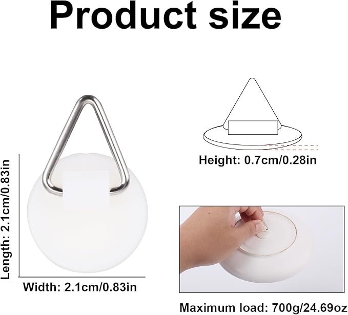 30pcs Adhesive Wall Plate Hangers, Invisible Vertical Plate Holders for Display 0.83 Inch Strong Adhesion Picture Hangers for Decoration Wall Art