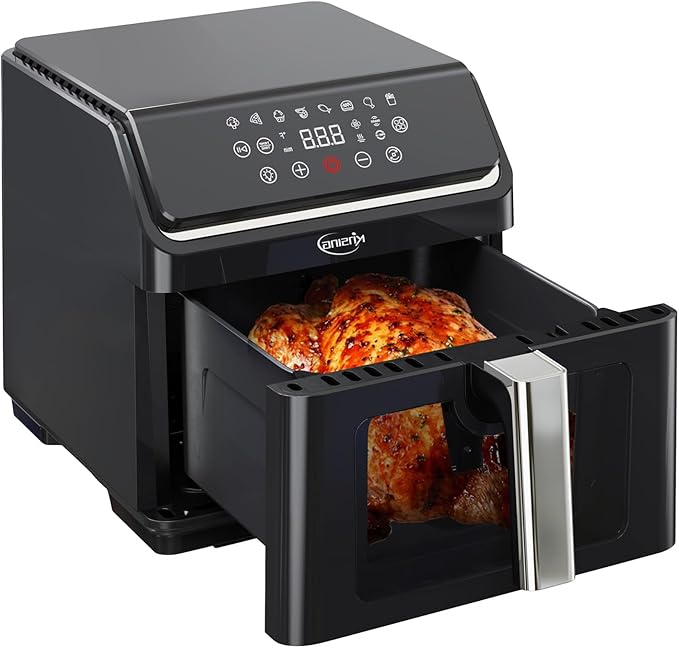 8.7 QT Air Fryer with Visible Window & Rotisserie Chicken Rack, Large Digital Touchscreen, Precise Temperature Control, Shake Reminder, Easy to Clean Family Air Fryer Oven
