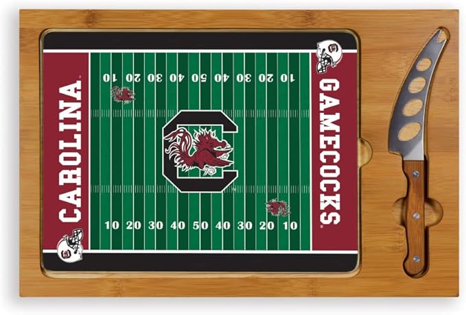 PICNIC TIME NCAA Icon Glass Top Cutting Board & Knife Set, Cheese Boards Charcuterie Boards, Serving Platter, (Parawood & Bamboo)