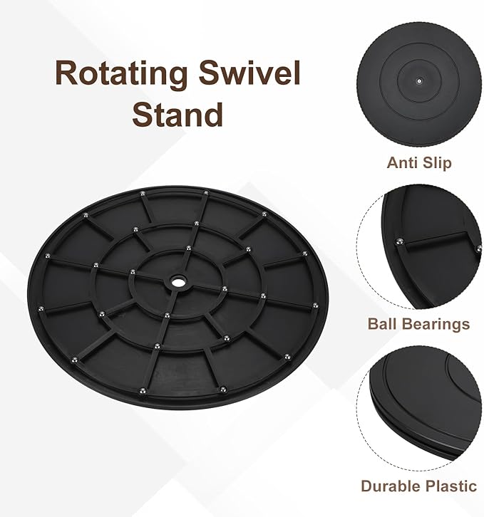 uxcell 2Pcs 16 Inch Rotating Swivel Stand with Steel Ball Bearings, 360 Degree Rotating Lazy Susan Turntable Organizer Round Rotating Plate for TV Sculpture Computers Monitor, Black