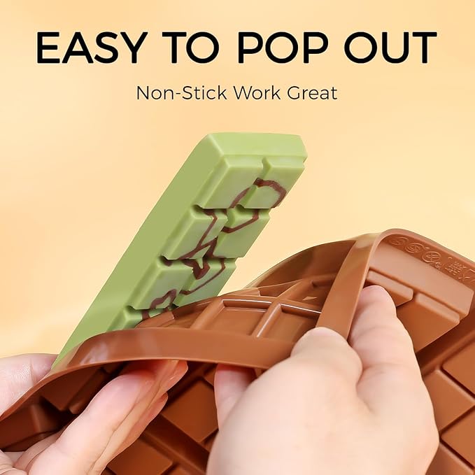 Chocolate Molds - Non-Stick Chocolate Bar Mold, Break Apart Chocolate Bar Maker Food Grade Deep Chocolate Bar Mold For Making Candy Knafeh Pistachio Chocolate Bar - Set of 2