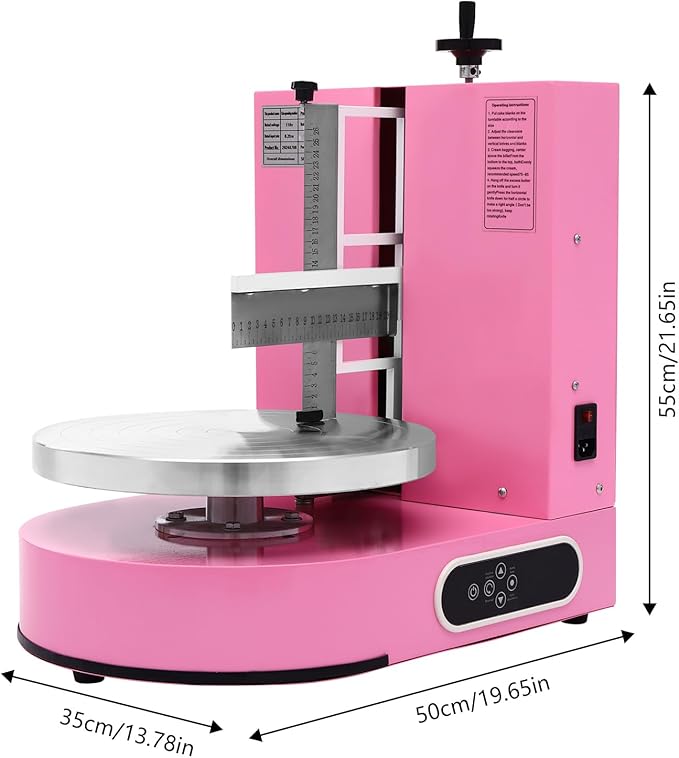 200W Electric Cake Decorating Machine, 110V Cake Spreading Machine Automatic Cake Coating Machine Speed: 30-200RPM for Cake Diameter: 4-12in (Pink)