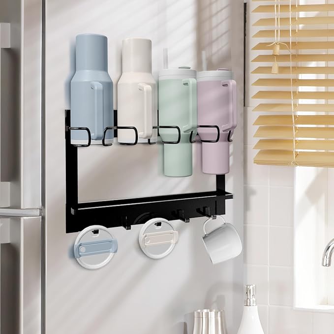 Water Bottle Organizer for Stanley Tumbler Cup Magnetic Stanley Cup Organizer Holder for Fridge Kitchen Cabinets, Tumbler Lazy Susan Storage Organizer for Stanley Cup Accessories