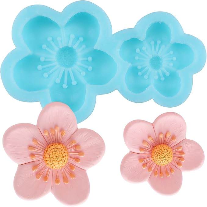 Cherry Blossom Silicone Fondant Molds for Cake Decorating Cupcake Topper Chocolate Candy Gum Paste Polymer Clay