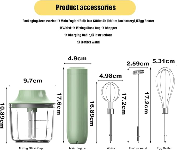 Handheld Frother,Coffee Stirrers Electric,Drink Frother Rechargeable Milk Frother, Handheld Milk Frother,Drink Mixer,Hand Mixer,Food Processor and Small Whisk,4-Speed,10Oz