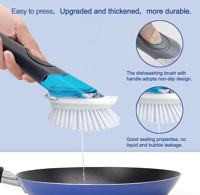 CELOX 24 Pack Dish Sponge for Kitchen, Dish Brush with Soap Dispenser for Cleaning Pots, Dishes, Bowls, Gray