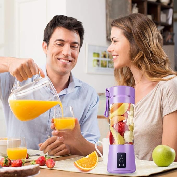 MIAOKE Portable Blender, Personal Mini Juice, USB Rchargeable Juicer Cup with Six Blades in 3D, Smoothie Blender Home/Office/Outdoors